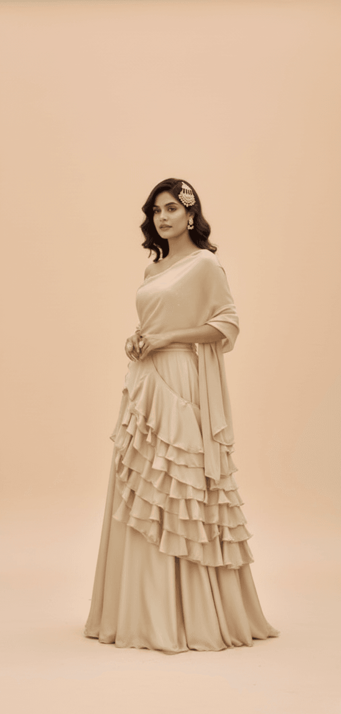 AI-generated handbag shot with model pose